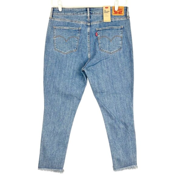 Levis 721 Women's High-Rise Skinny Stretch Blue Denim Jeans Size 16S Raw Hem NWT - Picture 2 of 15